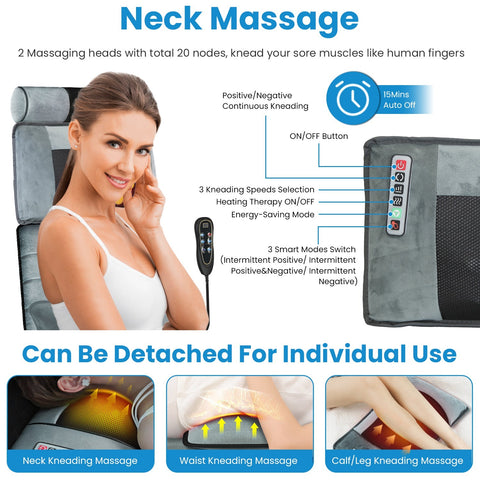 Advanced Version 1 Set Full Body Electric Massage Mat With Neck Foot Massage Head Pillow And Cloth Lumbar Pillow Timer Anti-Slip Bottom Earplugs