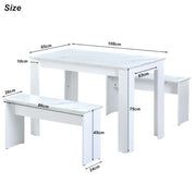 Dining Table With 2 Benches Dining Table Set For Kitchen, Dining Room, Small Space Artificial Marble White