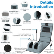 Advanced Version 1 Set Full Body Electric Massage Mat With Neck Foot Massage Head Pillow And Cloth Lumbar Pillow Timer Anti-Slip Bottom Earplugs