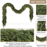 Christmas Pine Needle Garland Soft Rubber Feel Norfolk Pine Cypress Rattan