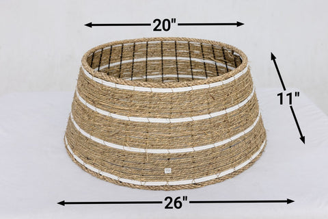 Woven Seagrass Christmas Tree Collar Boho Coastal Farmhouse Decor