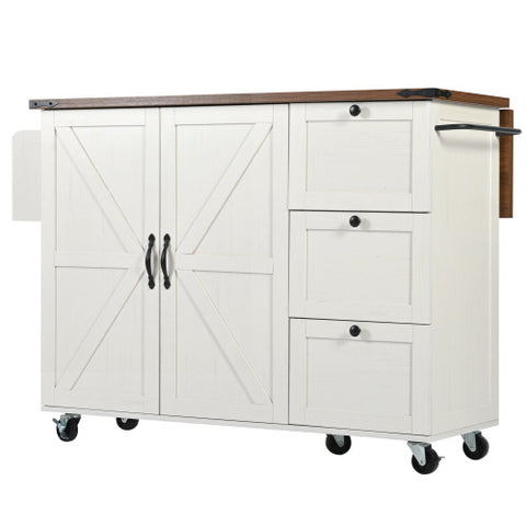 Kitchen Island, Serving Cart With Extendable Worktop, Kitchen Cabinet, Kitchen Trolley, Dining Cart With Wood Grain, Dining Cart With Two Doors And Three Drawers