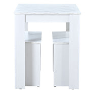 Dining Table With 2 Benches Dining Table Set For Kitchen, Dining Room, Small Space Artificial Marble White
