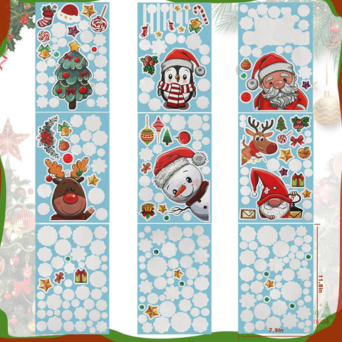 Christmas Window Clings 242Pcs Double Sided Christmas Window Stickers Reusable 9 Sheets Snowflake Santa Snowman Window Clings Decals For Xmas Home School Office Decorations Clearance