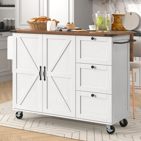 Kitchen Island, Serving Cart With Extendable Worktop, Kitchen Cabinet, Kitchen Trolley, Dining Cart With Wood Grain, Dining Cart With Two Doors And Three Drawers