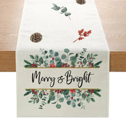 Christmas Table Runner Linen Red and Black Buffalo Plaid Tree Reindeer Snowflake Table Runner Winter Xmas Home Kitchen Dining Table Decor for Home Party Decor 13x72 Inch