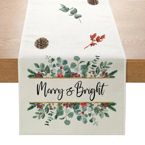 Christmas Table Runner Linen Red and Black Buffalo Plaid Tree Reindeer Snowflake Table Runner Winter Xmas Home Kitchen Dining Table Decor for Home Party Decor 13x72 Inch