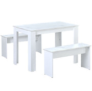 Dining Table With 2 Benches Dining Table Set For Kitchen, Dining Room, Small Space Artificial Marble White