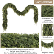 Christmas Pine Needle Garland Soft Rubber Feel Norfolk Pine Cypress Rattan