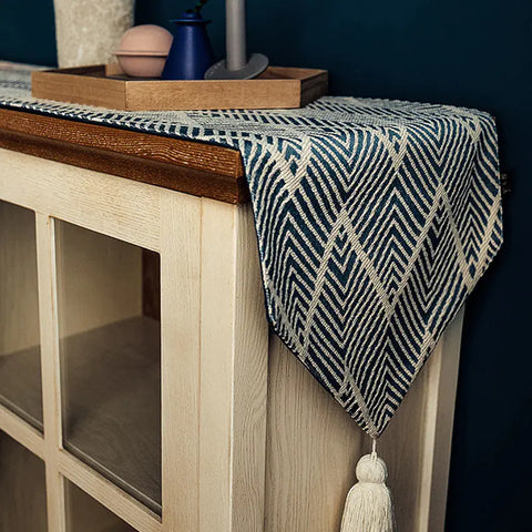 Japanese 3D Jacquard Table Runner with Tassels