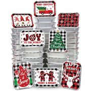 Siawoy 48Pcs Christmas Aluminum Food Containers with Lids 8 Christmas Buffalo Plaid Designs Christmas Treat Containers Christmas Cookie Tins with Lids Disposable Christmas Leftover Containers