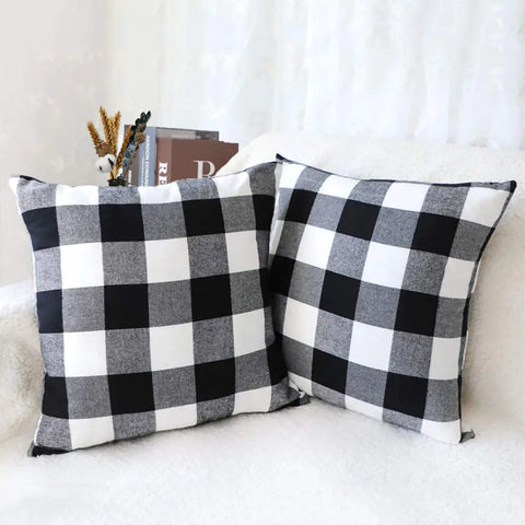 Woven Polyester Cotton Plaid Pillowcase with Core